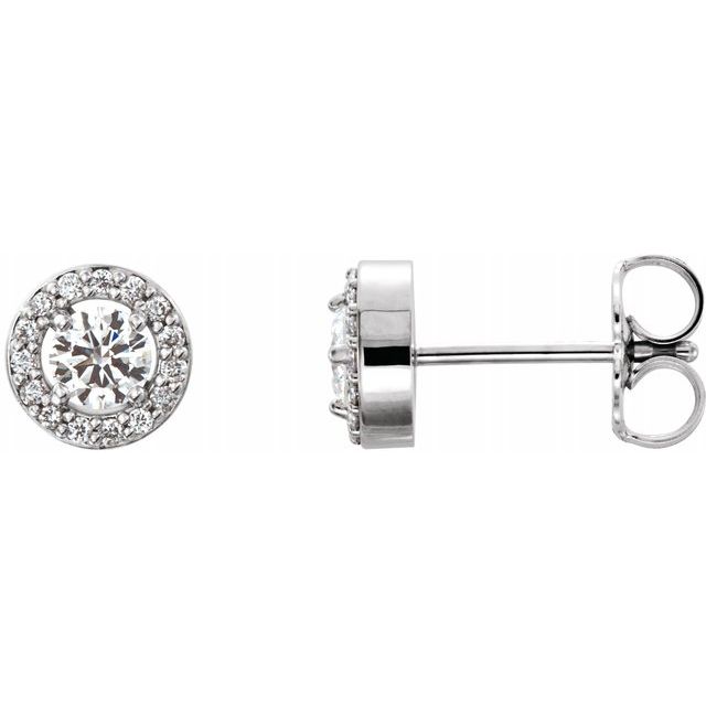 14K White 3/8 CTW Diamond Halo-Style Earrings 1