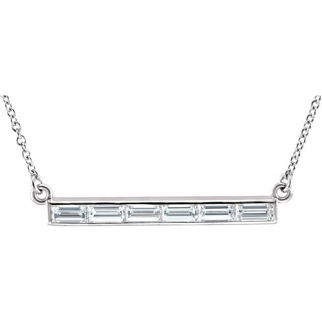 14K White 3/4 CTW Diamond Bar 17" Necklace 1