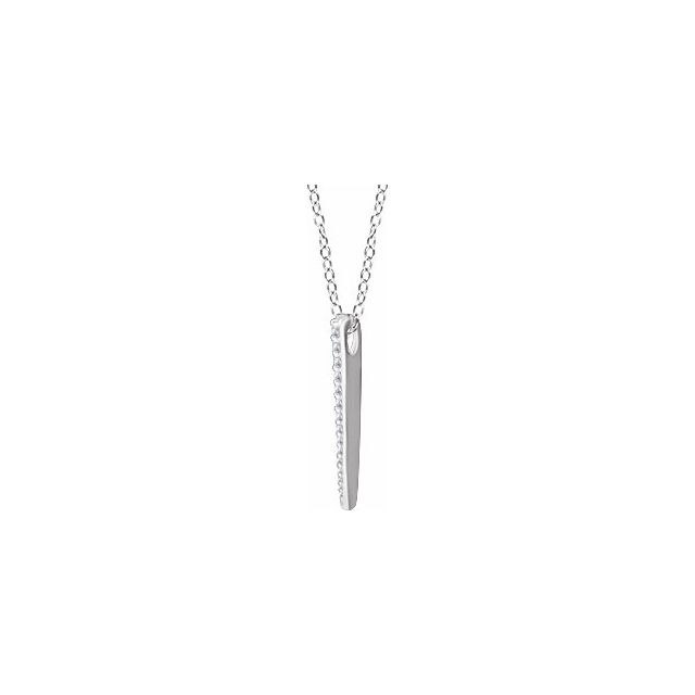 14K White 1/4 CTW Diamond Graduated 16-18" Bar Necklace 2