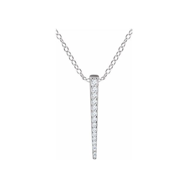 14K White 1/4 CTW Diamond Graduated 16-18" Bar Necklace 1