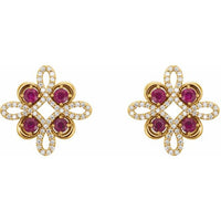 14K Yellow Ruby & 1/4 CTW Diamond Earrings 2