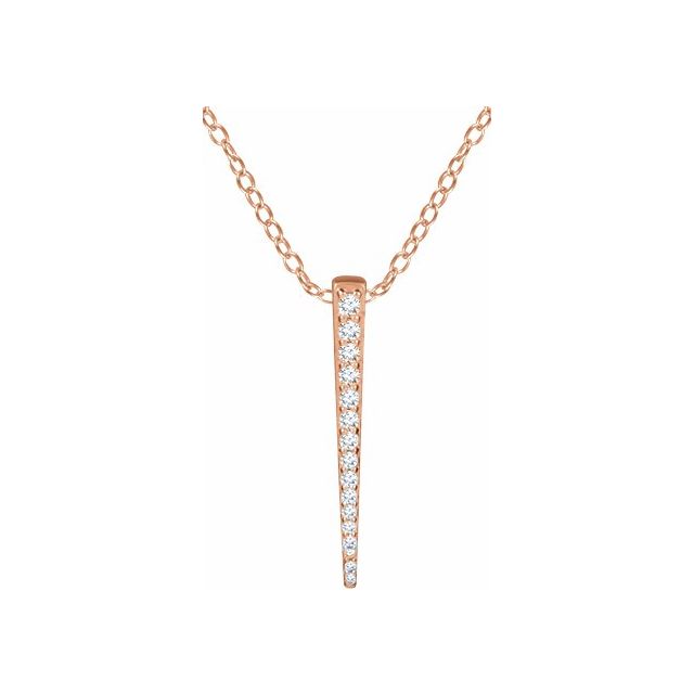 14K Rose 1/4 CTW Diamond Graduated Bar 16-18" Necklace 1