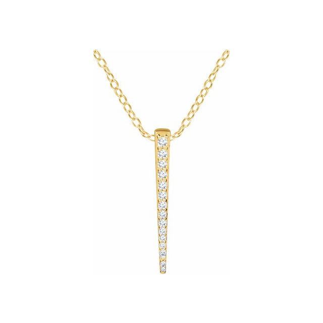 14K Yellow 1/4 CTW Diamond Graduated 16-18" Bar Necklace 1