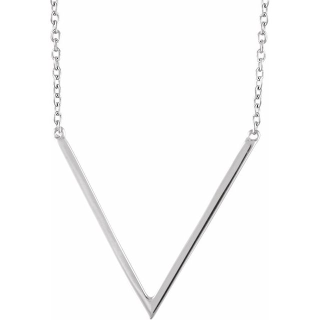 14K White "V" 16-18" Necklace 1