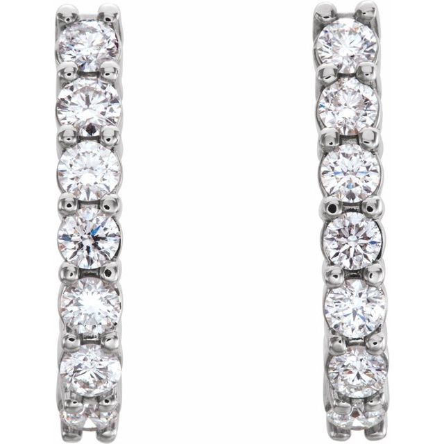 14K White 2/3 CTW Diamond J-Hoop Earrings 2