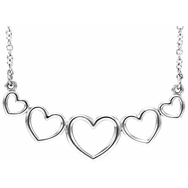 Sterling Silver Graduated Heart 17 1/2" Necklace 1