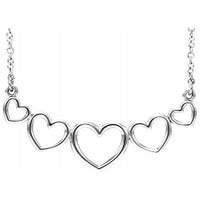 14K White Graduated Heart 17 1/2" Necklace 1