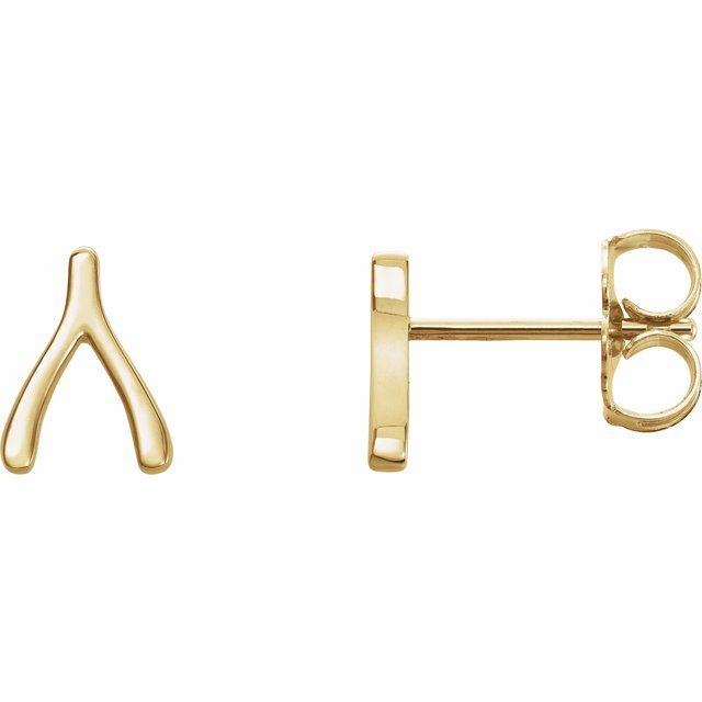 14K Yellow Wishbone Earrings 1