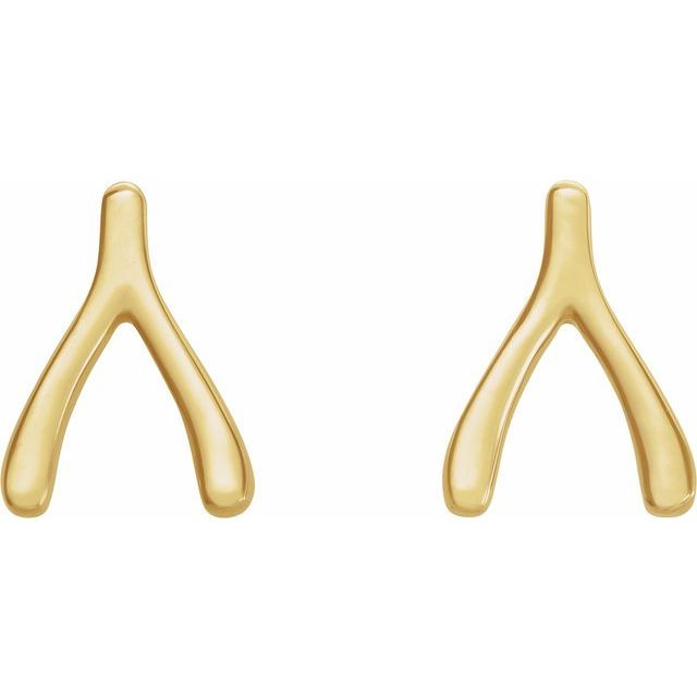 14K Yellow Wishbone Earrings 2