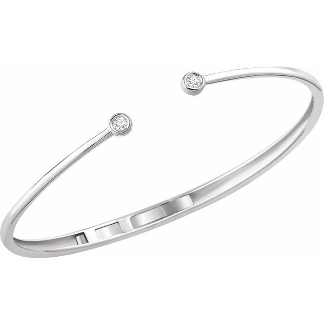 14K White 1/6 CTW Diamond Hinged Cuff Bracelet 3
