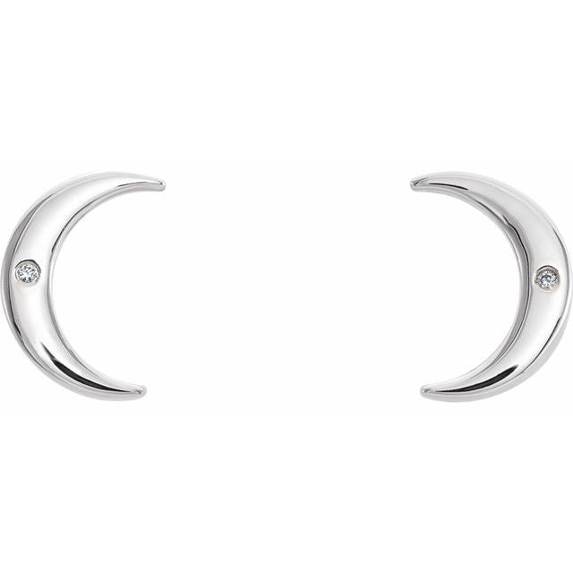 Sterling Silver .005 CTW Diamond Crescent Earrings 2