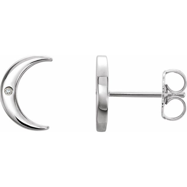 Sterling Silver .005 CTW Diamond Crescent Earrings 1
