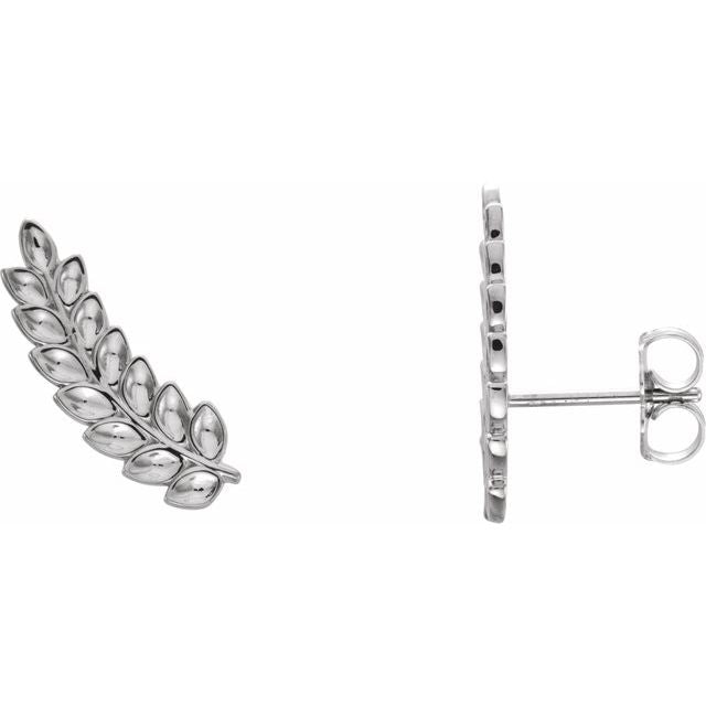 Sterling Silver Petite Leaf Ear Climbers 1