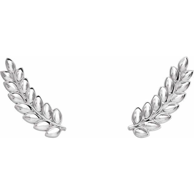 Sterling Silver Petite Leaf Ear Climbers 2