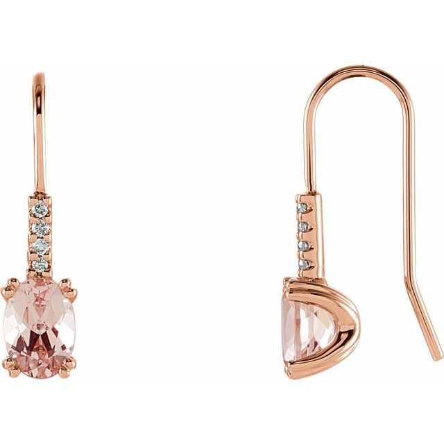 14K Rose Morganite & .05 CTW Diamond Earrings 1