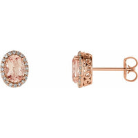 14K Rose Morganite & 1/5 CTW Diamond Earrings 1
