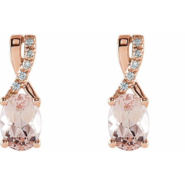 14K Rose Morganite & .05 CTW Diamond Earrings 2