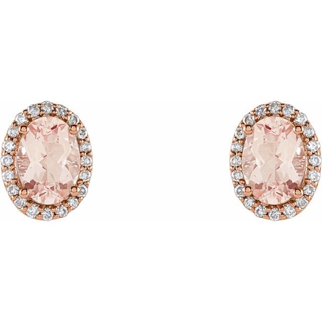 14K Rose Morganite & 1/5 CTW Diamond Earrings 2