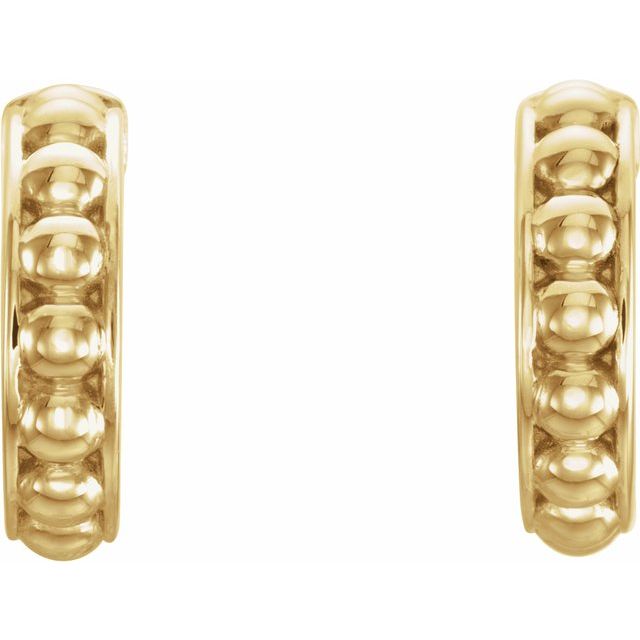 14K Yellow 12 mm Beaded Hoop Earrings 2