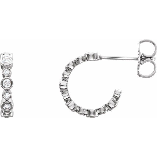 14K White 1/4 CTW Diamond Hoop Earrings 1