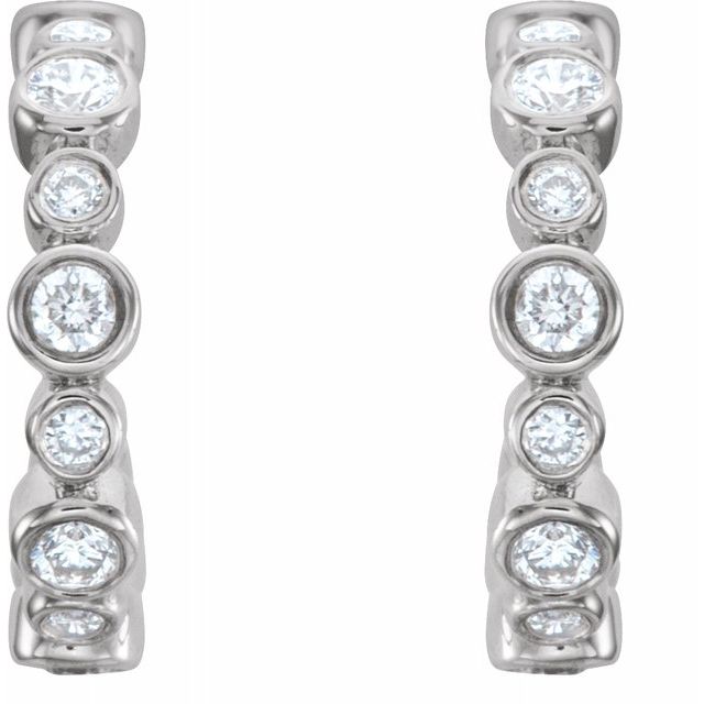 14K White 1/4 CTW Diamond Hoop Earrings 2