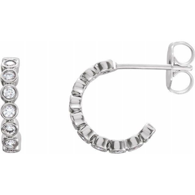 14K White 1/4 CTW Diamond Hoop Earrings 1