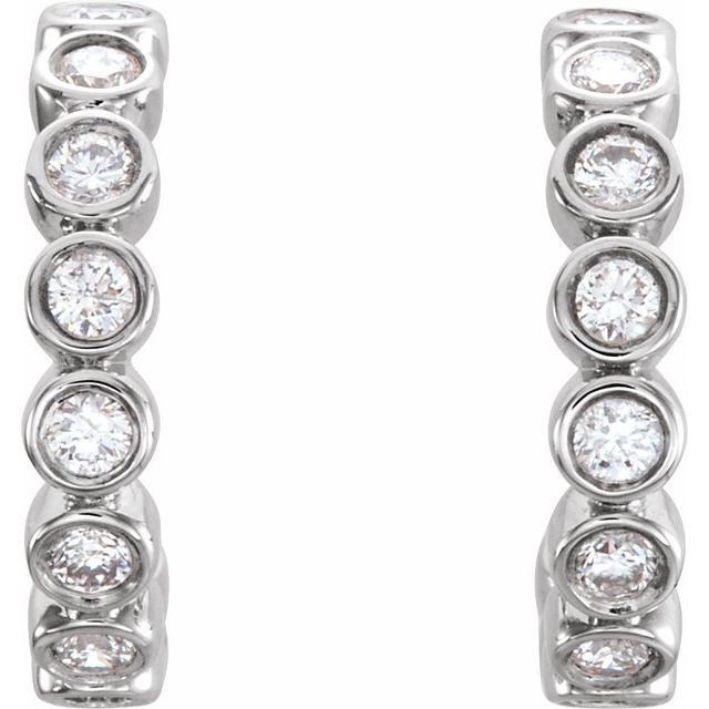 14K White 1/4 CTW Diamond Hoop Earrings 2