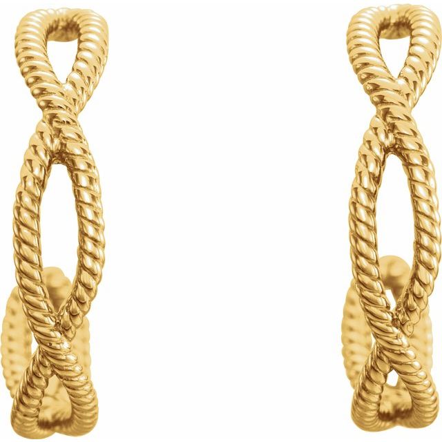 14K Yellow 20x4 mm Rope Hoop Earrings 2