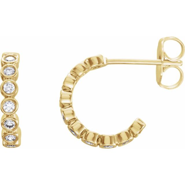 14K Yellow 1/4 CTW Diamond Hoop Earrings 1