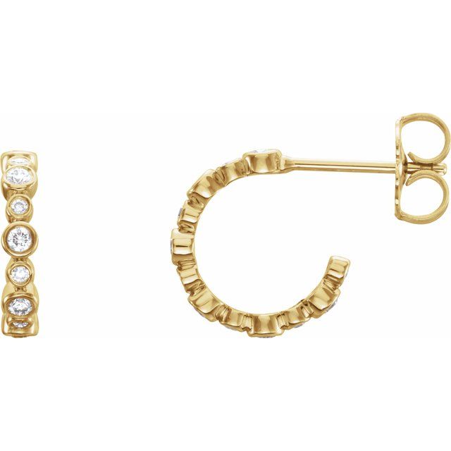14K Yellow 1/4 CTW Diamond Hoop Earrings 1