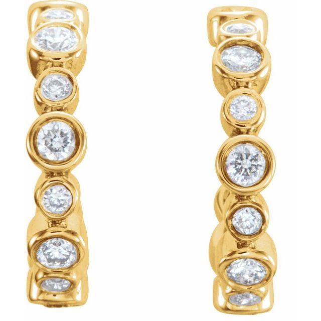 14K Yellow 1/4 CTW Diamond Hoop Earrings 2