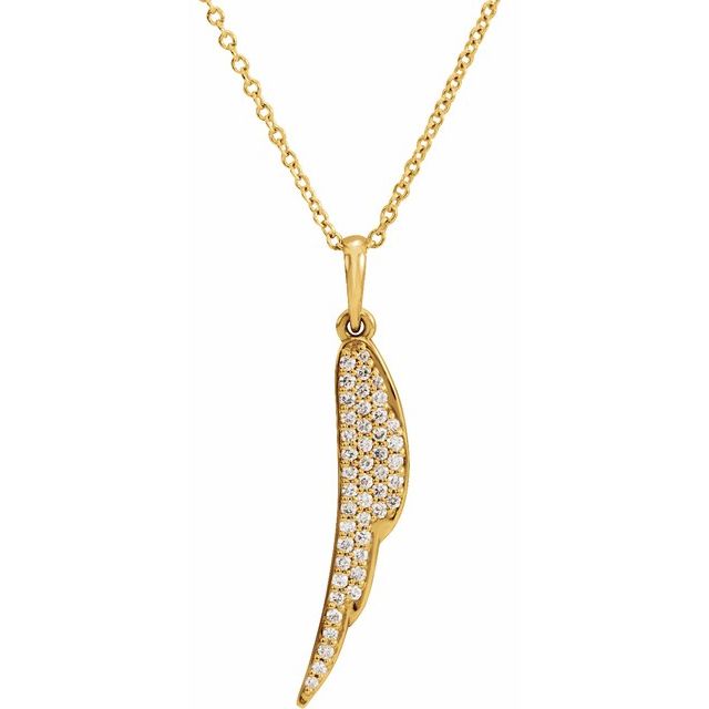 14K Yellow 1/5 CTW Diamond Feather 16-18" Necklace 1