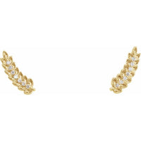 14K Yellow .03 CTW Diamond Leaf Ear Climbers 2