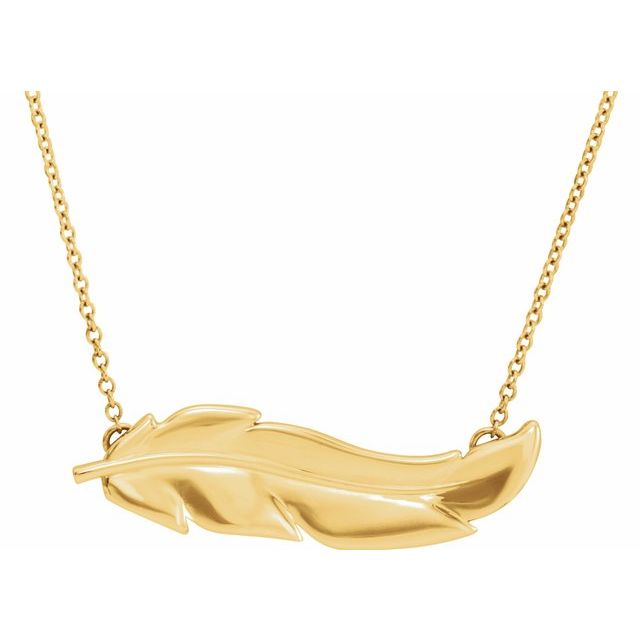 14K Yellow Feather 16-18" Necklace 1