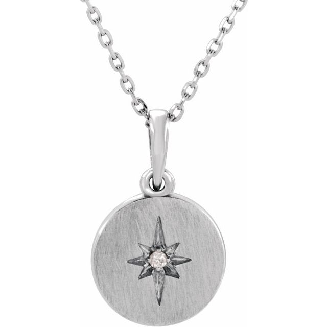 Sterling Silver .01 CT Diamond Starburst 16-18" Necklace 1