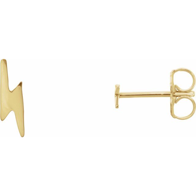 14K Yellow Lightning Bolt Earrings 1