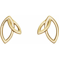 14K Yellow Double Leaf Earrings 2
