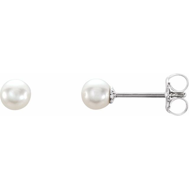 Sterling Silver 4-4.5 mm Freshwater Cultured Pearl Earrings 1