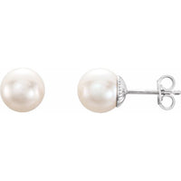 Sterling Silver 8-8.5 mm Freshwater Cultured Pearl Earrings 1