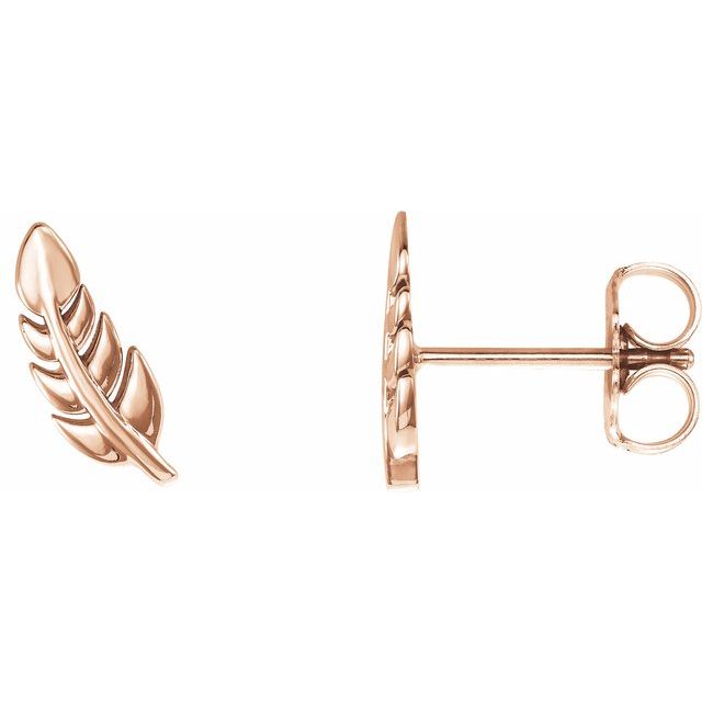 14K Rose Leaf Earrings 1