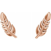 14K Rose Leaf Earrings 2
