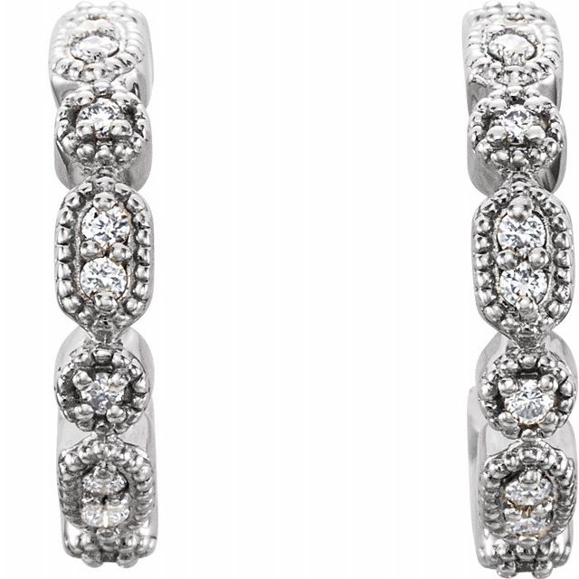 14K White 1/8 CTW Diamond Hoop Earrings 2