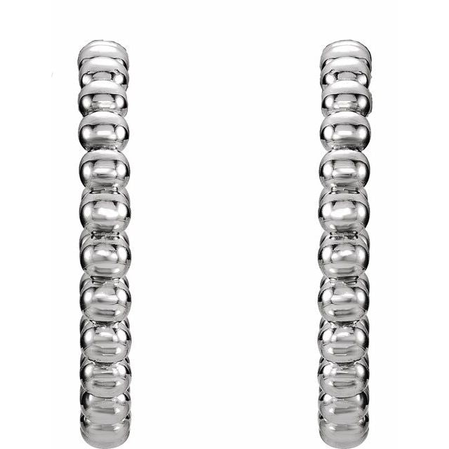 Sterling Silver 17 mm Beaded Hoop Earrings 2