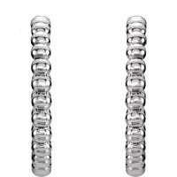 Sterling Silver 17 mm Beaded Hoop Earrings 2