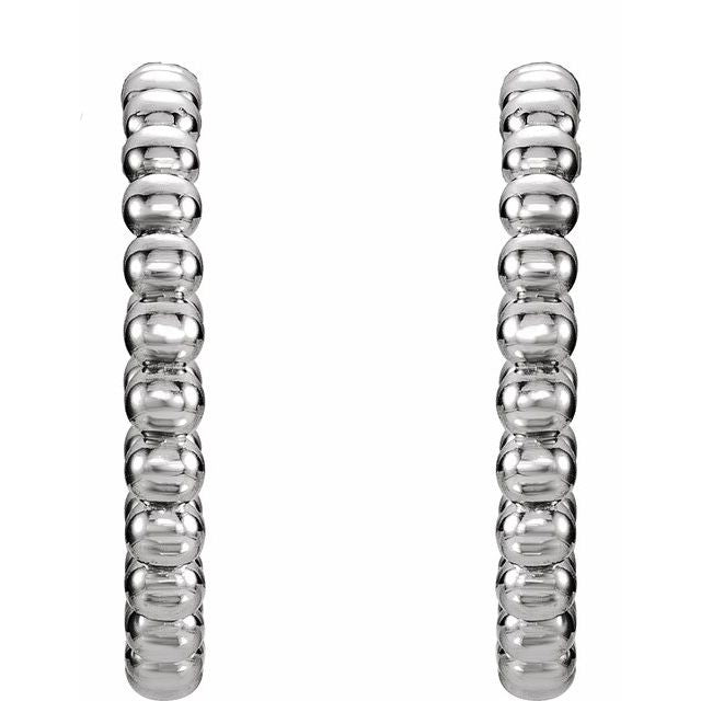 Sterling Silver 12 mm Beaded Hoop Earrings 2