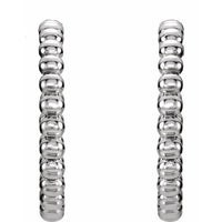 Sterling Silver 12 mm Beaded Hoop Earrings 2