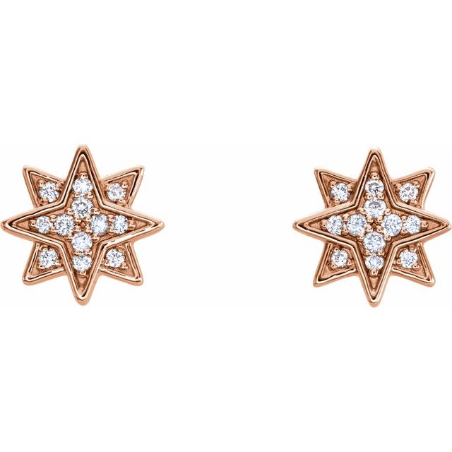 14K Rose .08 CTW Diamond Star Earrings 2