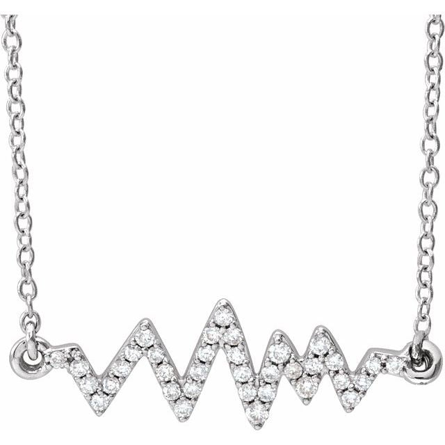 14K White 1/6 CTW Diamond Heartbeat 16-18" Necklace 1