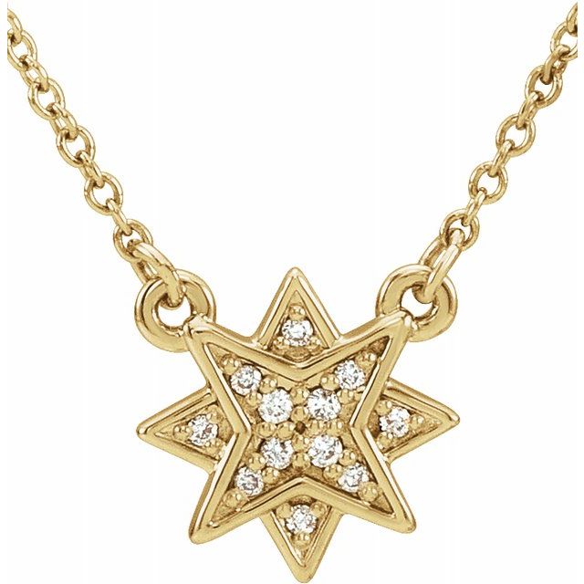 14K Yellow .04 CTW Diamond Star 16-18"  Necklace 1