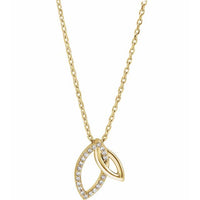 14K Yellow .05 CTW Diamond Double Leaf 18" Necklace 1